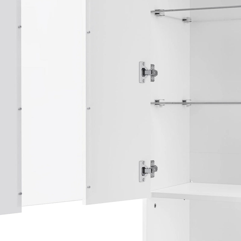 Moderner TV-Ständer mit Hochglanzoberfläche, Kamin und LED-Glasböden