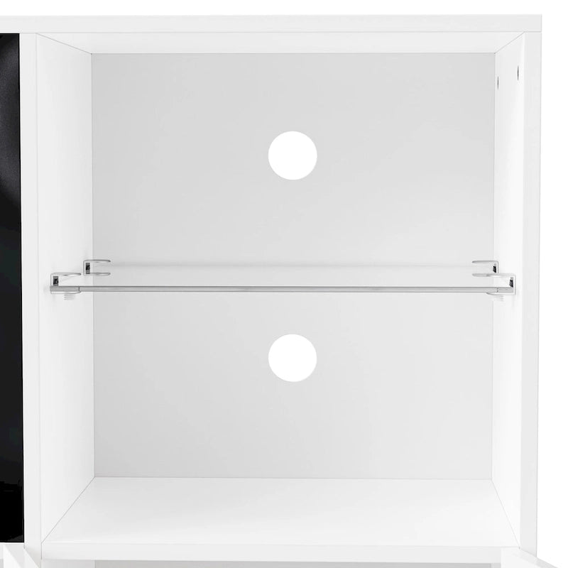 Moderner TV-Ständer mit Hochglanzoberfläche, Kamin und LED-Glasböden