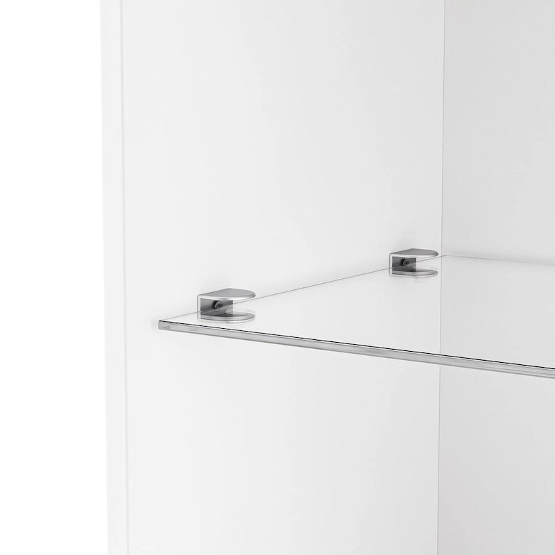 Moderner TV-Ständer mit Hochglanzoberfläche, Kamin und LED-Glasböden