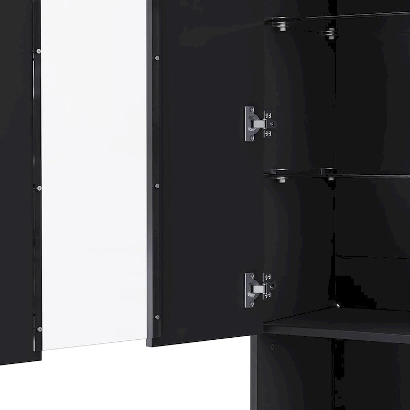 Moderner TV-Ständer mit Hochglanzoberfläche, Kamin und LED-Glasböden
