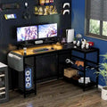 Modern hoekbureau voor gaming met ledverlichting en ingebouwde stroomvoorziening
