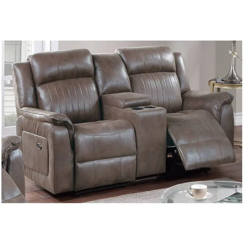 Manuell verstellbares Zweisitzer-Sofa aus Kunstleder mit Ablagekonsole und Getränkehaltern