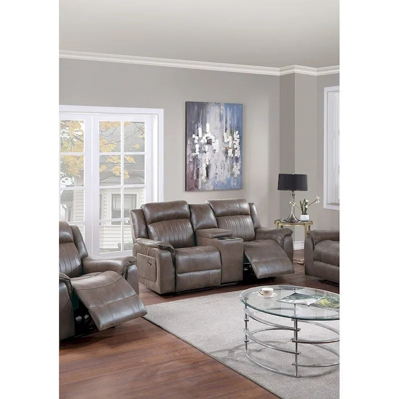 Manuell verstellbares Zweisitzer-Sofa aus Kunstleder mit Ablagekonsole und Getränkehaltern