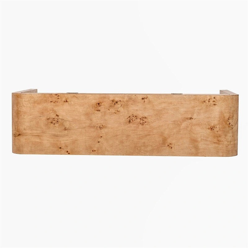 Natural Burl Wood Veneer Console Table with Two Storage Drawers