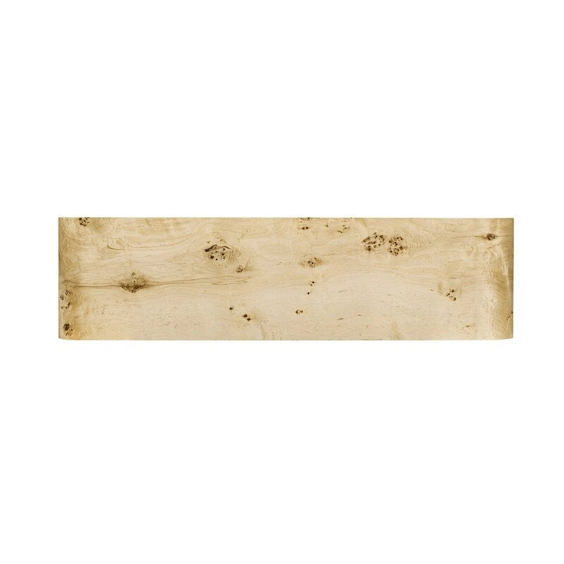 Natural Burl Wood Veneer Console Table with Two Storage Drawers