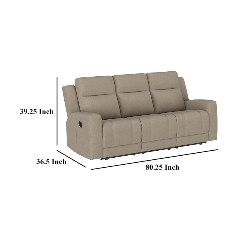 Moderner Relaxsofa aus taupebraunem Kunstleder mit geraden Armlehnen