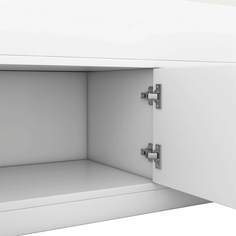 Holzbett mit vier Schubladen und Kopfteil mit Bücherregal und Stauraum