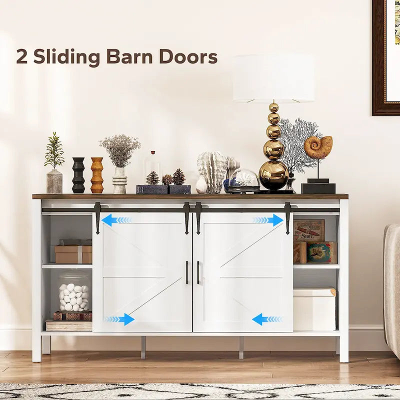 Landelijk dressoir met schuivende schuurdeuren en vier laden