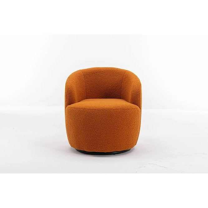 Fauteuil d’appoint pivotant en tissu teddy doux avec dossier arrondi de style baril