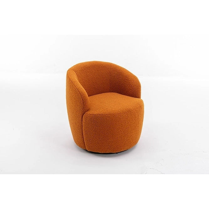 Fauteuil d’appoint pivotant en tissu teddy doux avec dossier arrondi de style baril