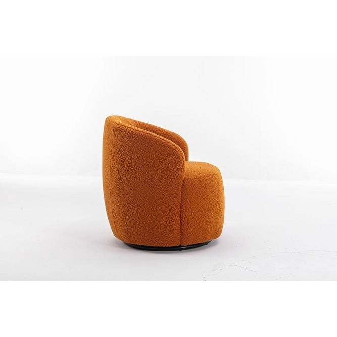 Fauteuil d’appoint pivotant en tissu teddy doux avec dossier arrondi de style baril