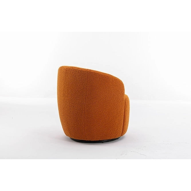 Fauteuil d’appoint pivotant en tissu teddy doux avec dossier arrondi de style baril