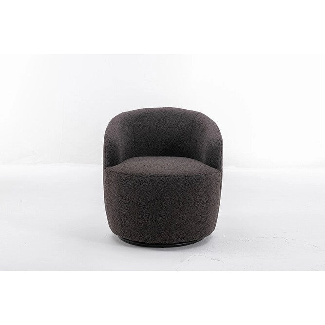 Fauteuil d’appoint pivotant en tissu teddy doux avec dossier arrondi de style baril