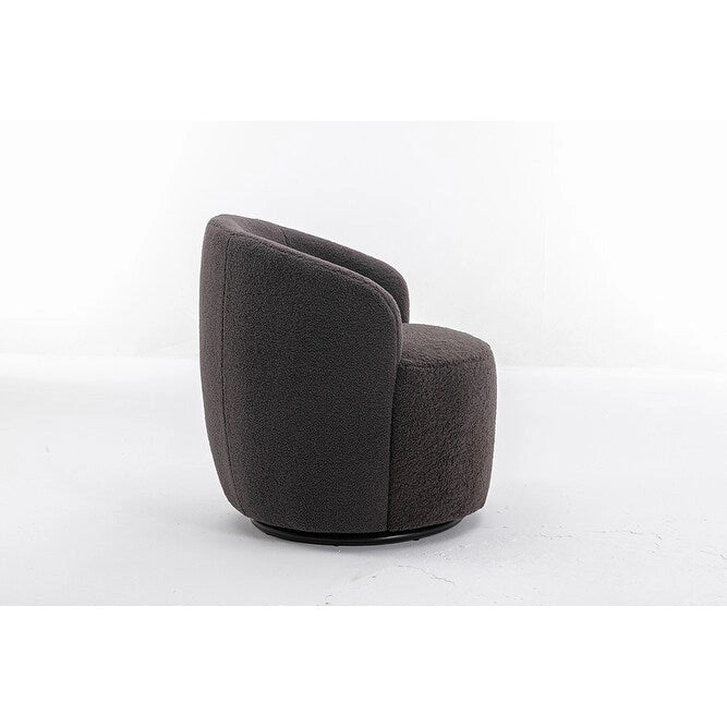 Fauteuil d’appoint pivotant en tissu teddy doux avec dossier arrondi de style baril
