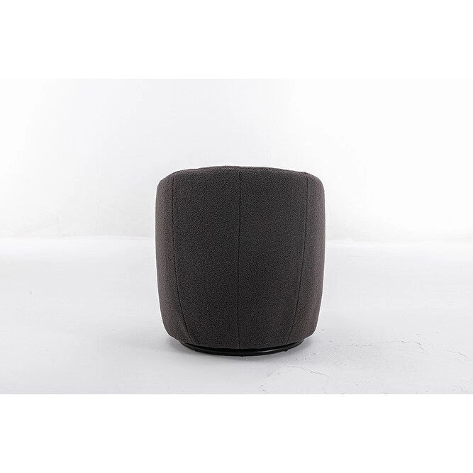 Fauteuil d’appoint pivotant en tissu teddy doux avec dossier arrondi de style baril