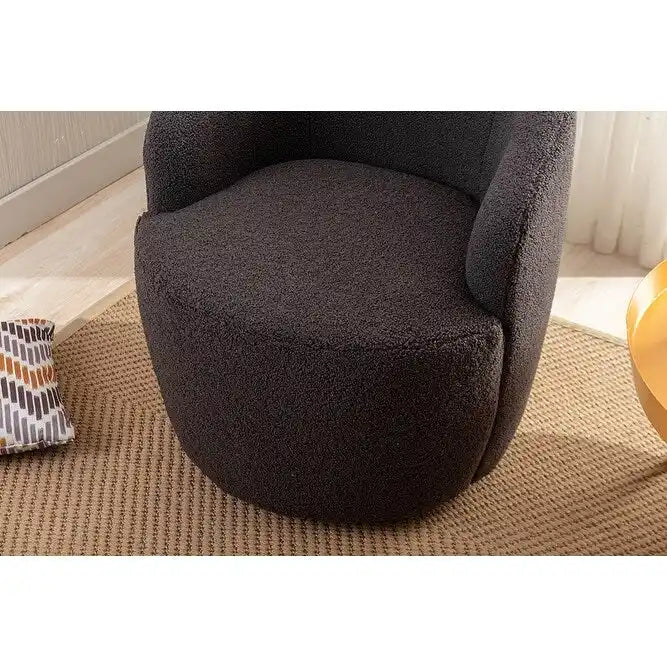 Fauteuil d’appoint pivotant en tissu teddy doux avec dossier arrondi de style baril