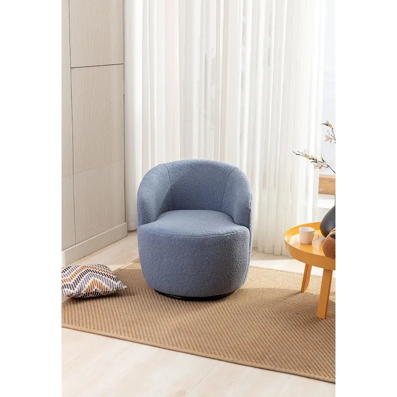 Fauteuil d’appoint pivotant en tissu teddy doux avec dossier arrondi de style baril