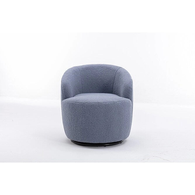 Fauteuil d’appoint pivotant en tissu teddy doux avec dossier arrondi de style baril