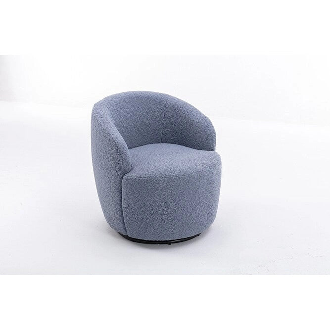 Fauteuil d’appoint pivotant en tissu teddy doux avec dossier arrondi de style baril