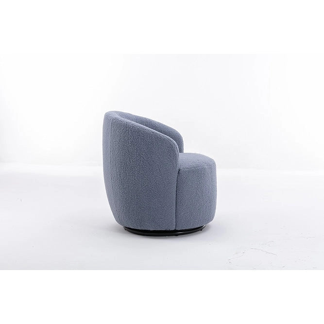 Fauteuil d’appoint pivotant en tissu teddy doux avec dossier arrondi de style baril