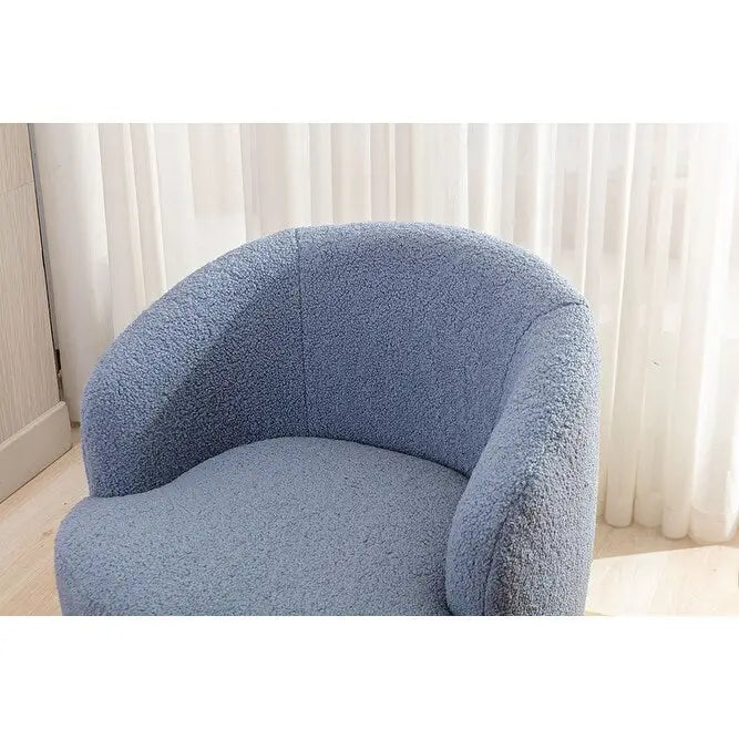 Fauteuil d’appoint pivotant en tissu teddy doux avec dossier arrondi de style baril