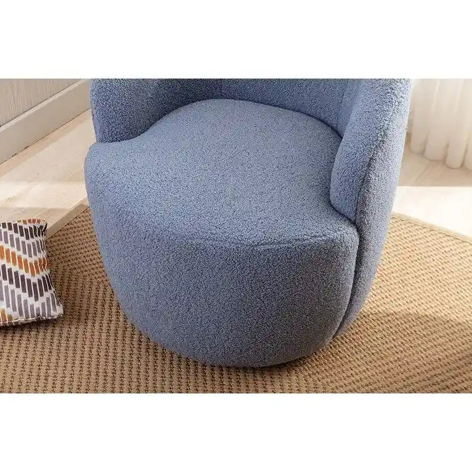 Fauteuil d’appoint pivotant en tissu teddy doux avec dossier arrondi de style baril