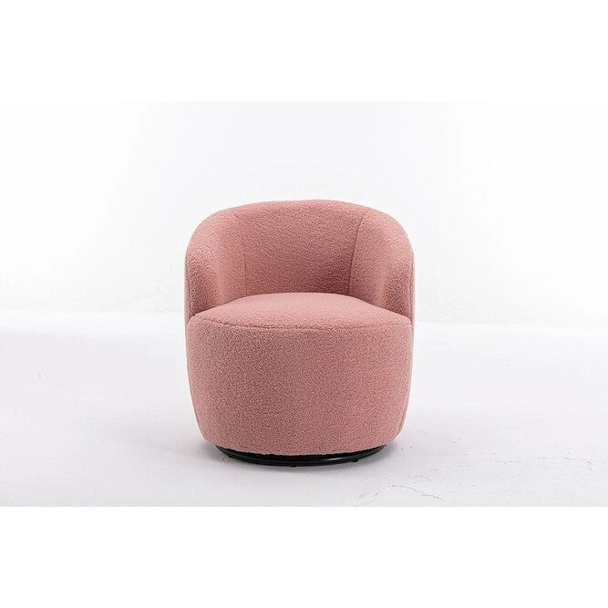 Fauteuil d’appoint pivotant en tissu teddy doux avec dossier arrondi de style baril