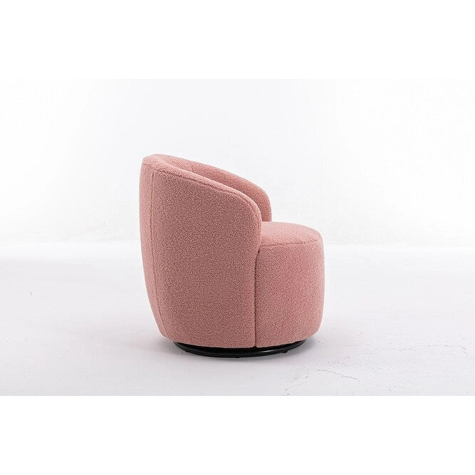 Fauteuil d’appoint pivotant en tissu teddy doux avec dossier arrondi de style baril