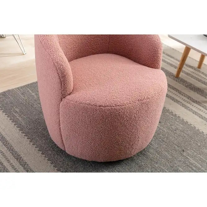 Fauteuil d’appoint pivotant en tissu teddy doux avec dossier arrondi de style baril