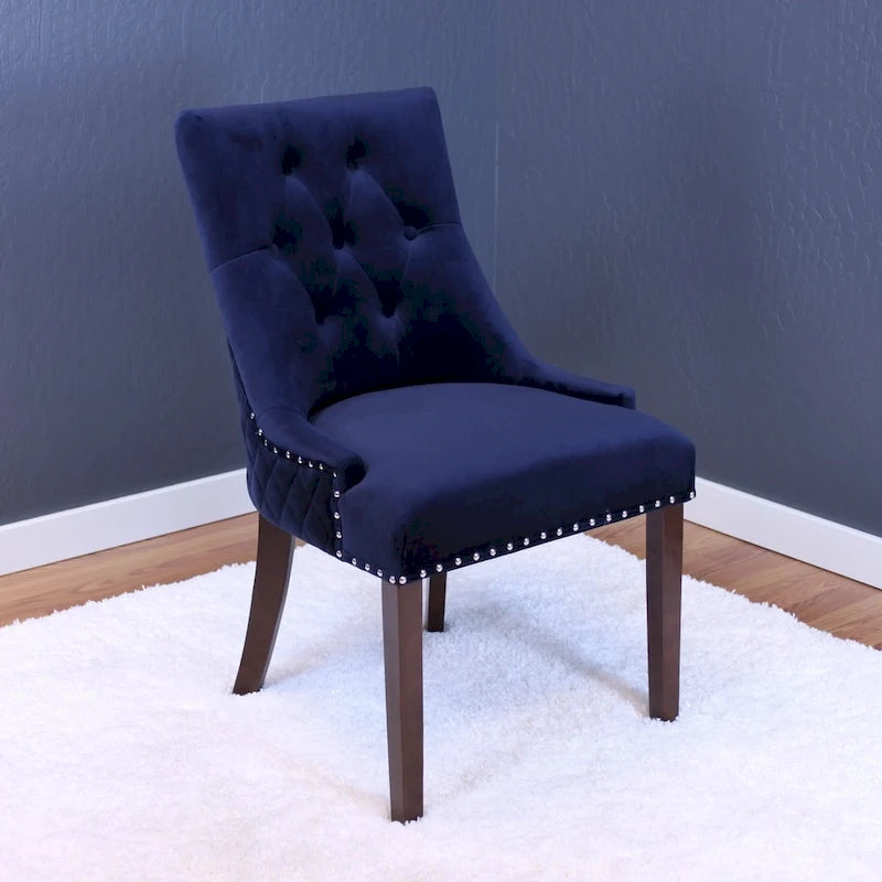 Silver Orchid Flohr Tufted Velvet Dining Chairs (Set of 2)