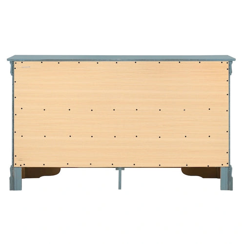 Cassettiera classica a sei cassetti con modanature curve e maniglie decorative