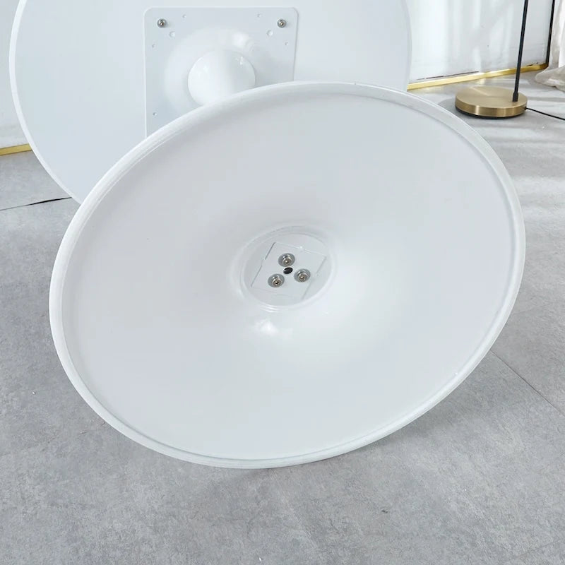 Tavolo da pranzo moderno bianco rotondo con piano in MDF e base a colonna