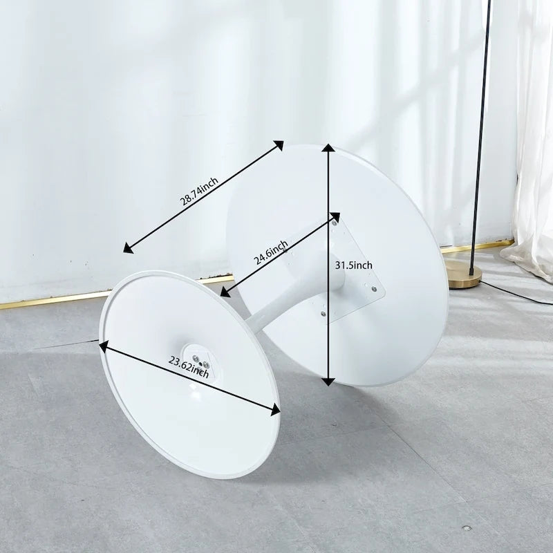 Tavolo da pranzo moderno bianco rotondo con piano in MDF e base a colonna