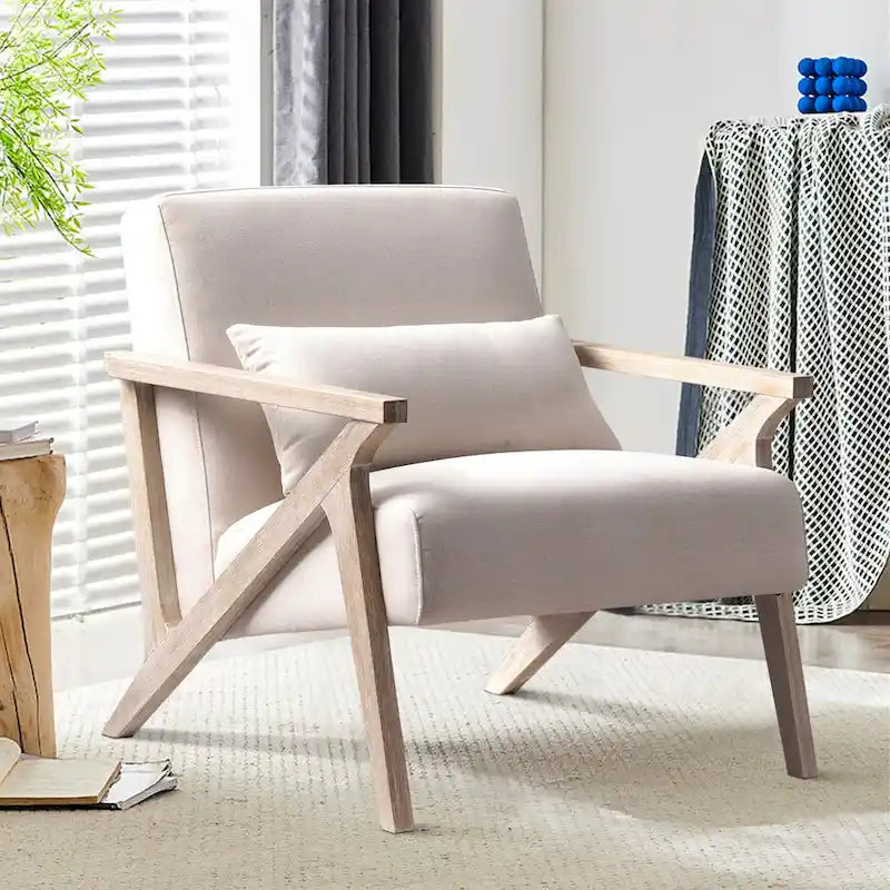 Accent Armchair Solid Hardwood Upholstered