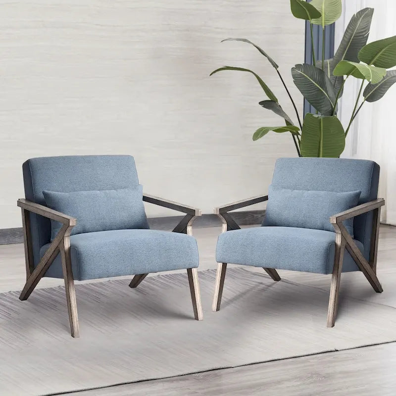 Sillón auxiliar retro tapizado con estructura de madera maciza y cojín
