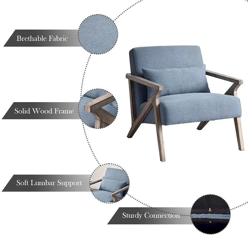 Sillón auxiliar retro tapizado con estructura de madera maciza y cojín