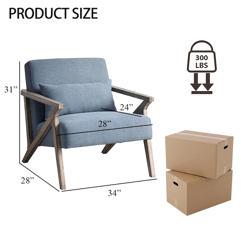 Sillón auxiliar retro tapizado con estructura de madera maciza y cojín