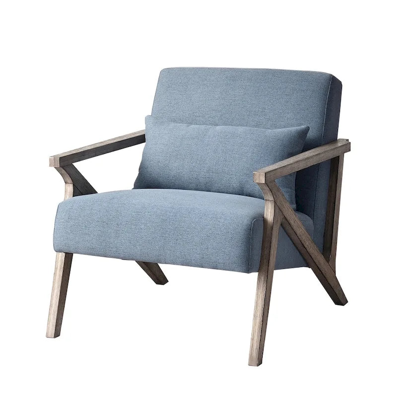 Sillón auxiliar retro tapizado con estructura de madera maciza y cojín