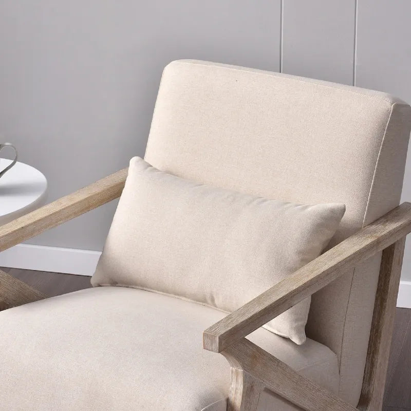 Sillón auxiliar retro tapizado con estructura de madera maciza y cojín