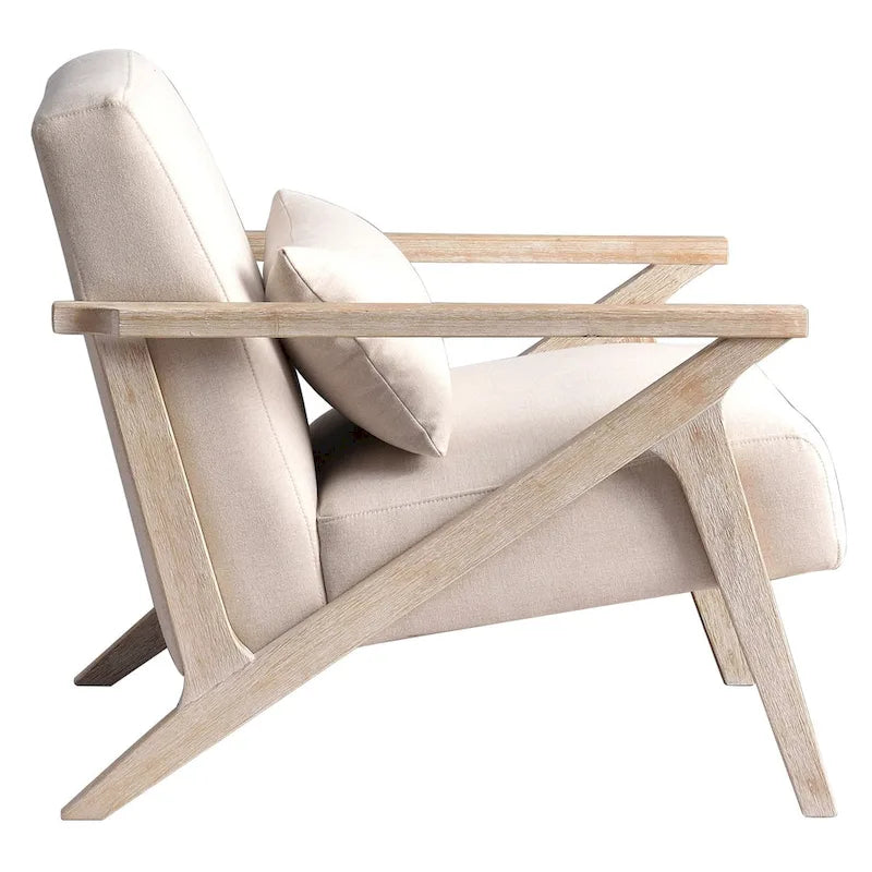 Sillón auxiliar retro tapizado con estructura de madera maciza y cojín