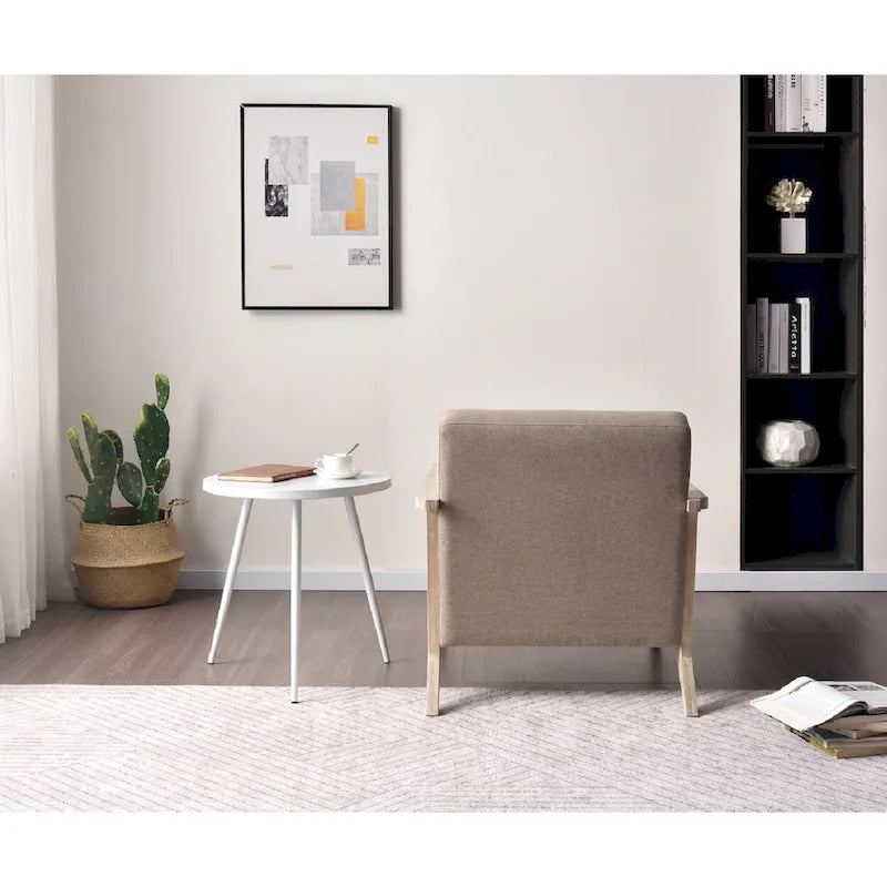 Sillón auxiliar retro tapizado con estructura de madera maciza y cojín