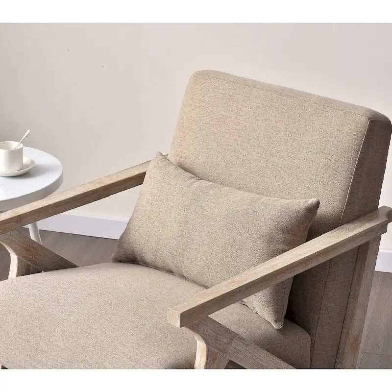 Sillón auxiliar retro tapizado con estructura de madera maciza y cojín
