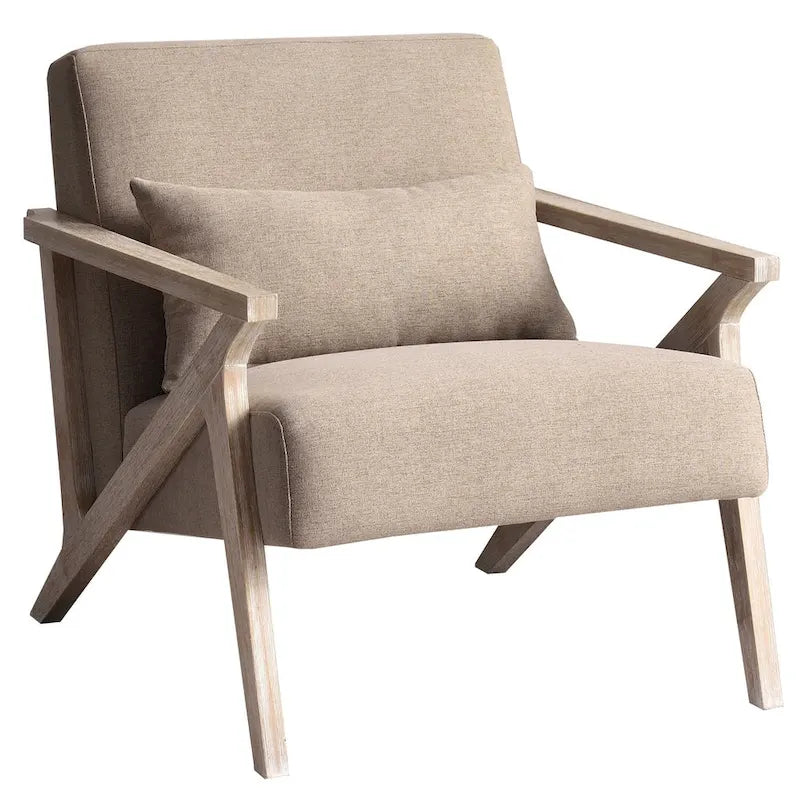 Sillón auxiliar retro tapizado con estructura de madera maciza y cojín