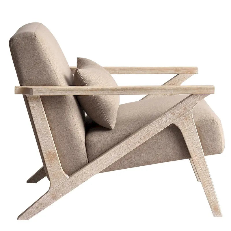 Sillón auxiliar retro tapizado con estructura de madera maciza y cojín