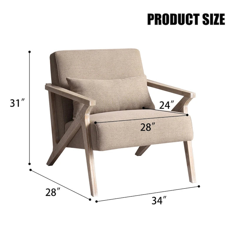 Sillón auxiliar retro tapizado con estructura de madera maciza y cojín