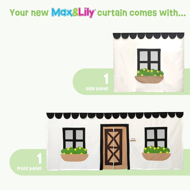 Rideau de maison de jeu en coton pour dessous de lit, avec détails en feutre et porte à nouer