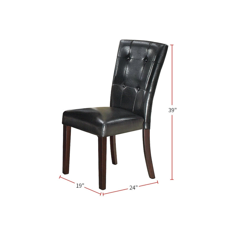 Silla de comedor clásica de cuero sintético con respaldo capitoné y patas de madera