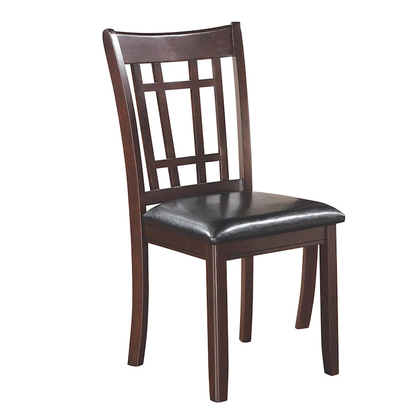 Silla de comedor de madera color espresso con asiento acolchado de cuero sintético negro