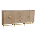 Sideboard in verwitterter Eichenoptik mit Schubladen und goldfarbenem Metallgestell