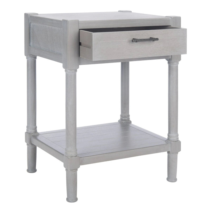 Mesa auxiliar decorativa clásica con estante con cajón de almacenamiento y patas torneadas
